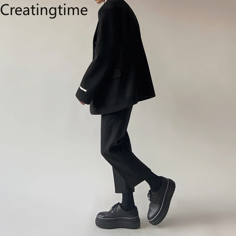 

Creatingtime 2022 Spring New Korean Trend Men's Solid Color Straight Loose Casual Wide-leg Sports Wild Ankle-length Pants GA746