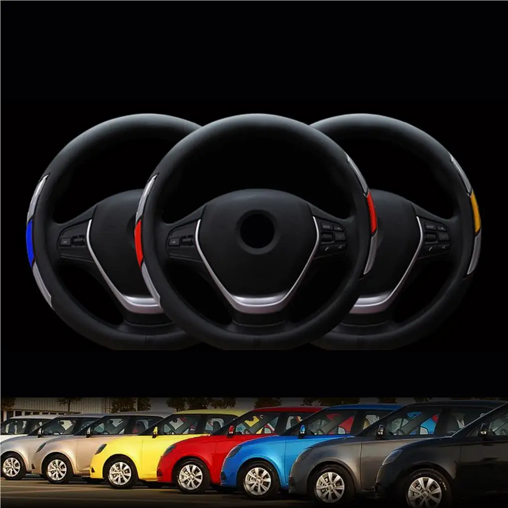 

Universal Car Steering Wheel Cover Non-slip Sports Design Sports Leather Steering Wheel Cover Black Blue