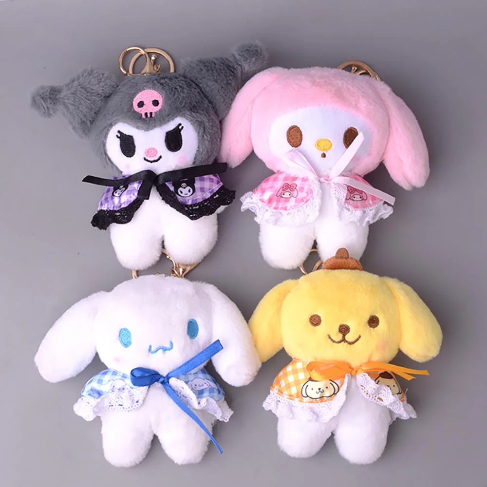 

Мультяшная серия Sanrioed плащ, плюшевая подвеска Kuromi Melody Cinnamoroll Purin, плюшевые брелоки, украшения для рюкзака, детские подарки для девочек