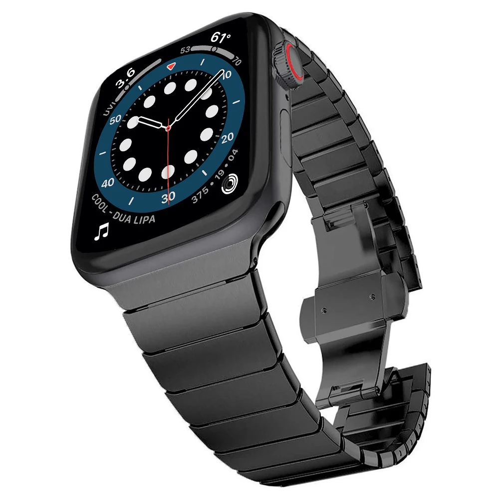 

Браслет с металлическими звеньями для Apple Watch Series 7 45 мм 41 мм, браслет из нержавеющей стали для iWatch 6 5 4 3 SE 44 мм 40 мм 42 мм 38 мм