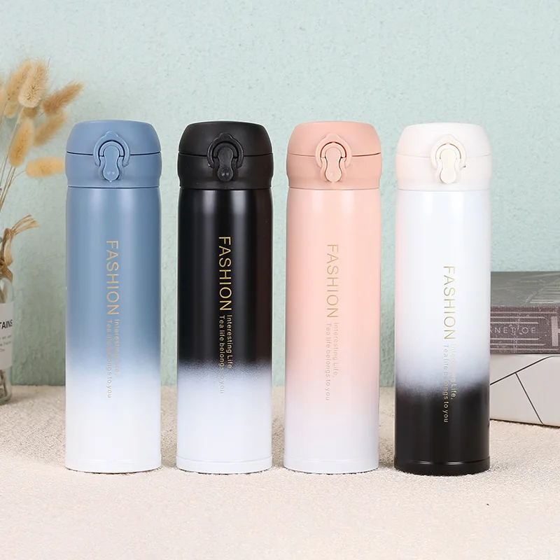 

500ml Stainless steel progressive color thermos cup Thermal Insulation Straight Cup Thermal Water Bottle Tumbler Thermocup 1pcS