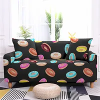 Donut Pattern Sofa Cover Food Dessert Sofa Slipcover Washable Polyester Non Slip All-Wrapped Couches Loveseat Couch Girls Gifts