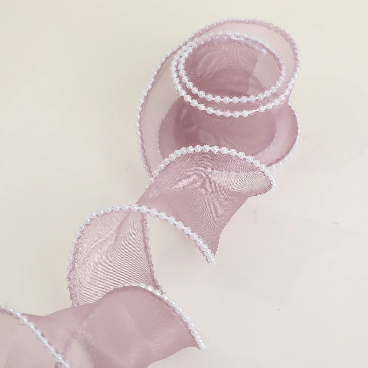 Pearl Edge Wavy Organza Ribbon DIY Hair Bow Accessories Streamer Flower Bouquet Packaging Material Handmade Tape Crafts 10 Yards images - 6
