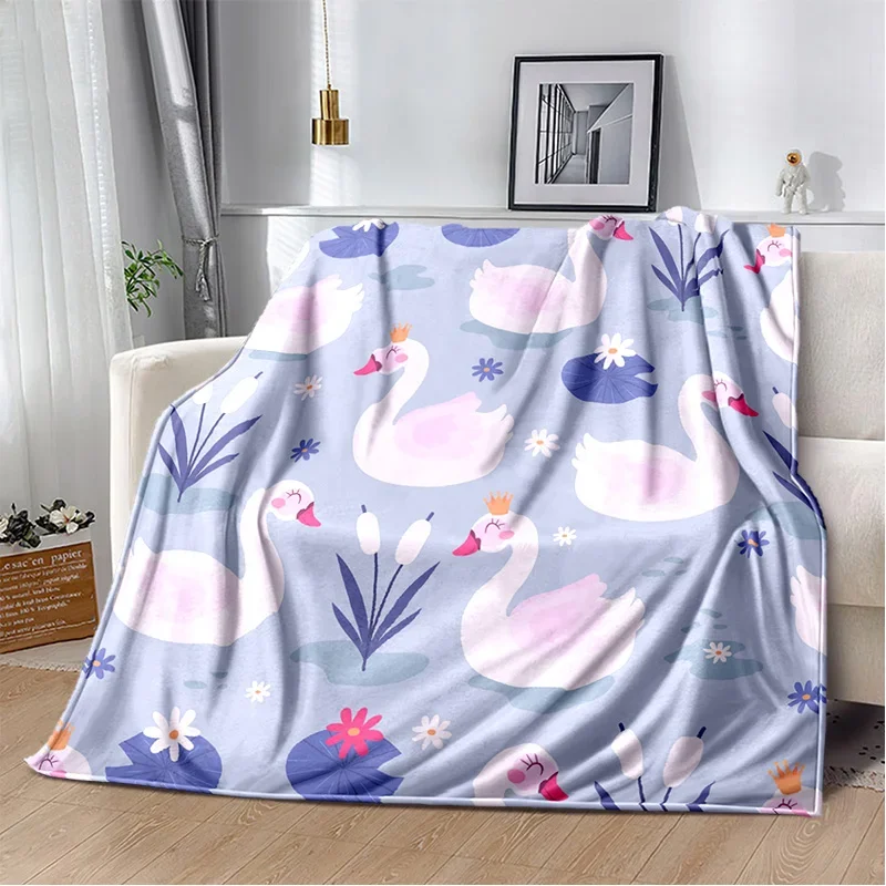 Мягкое Плюшевое Одеяло HD С Рисунком Cygnus Swan Фланелевое Покрывало Для Гостиной