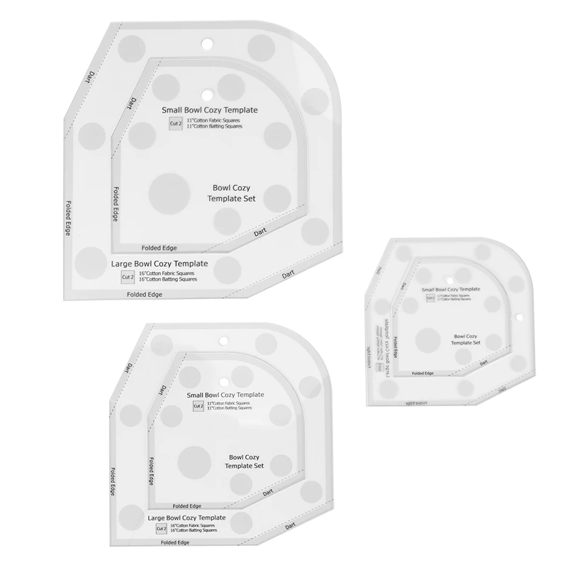 

1Set 3 Sizes 6Inch/8Inch/10Inch Bowl Comfort Pattern Template Acrylic Sewing Ruler For Sewing Acrylic Bowl Comfort Template