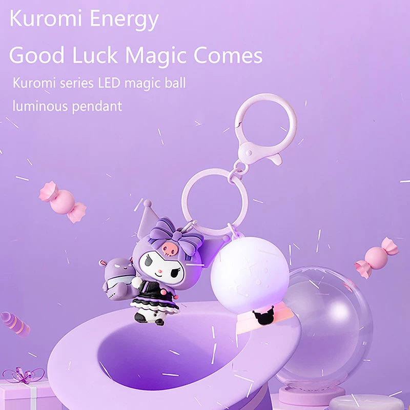 

Kawaii аниме Kuromi волшебный шар Мультфильм Женский творческий светодиодный светящийся ПВХ кукла брелок подвеска