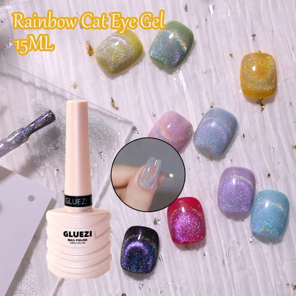 

15ML UV LED Manicure Tool Rainbow Cat Eye Nail Polish Women Beauty Soak Off Gel Laser Gel