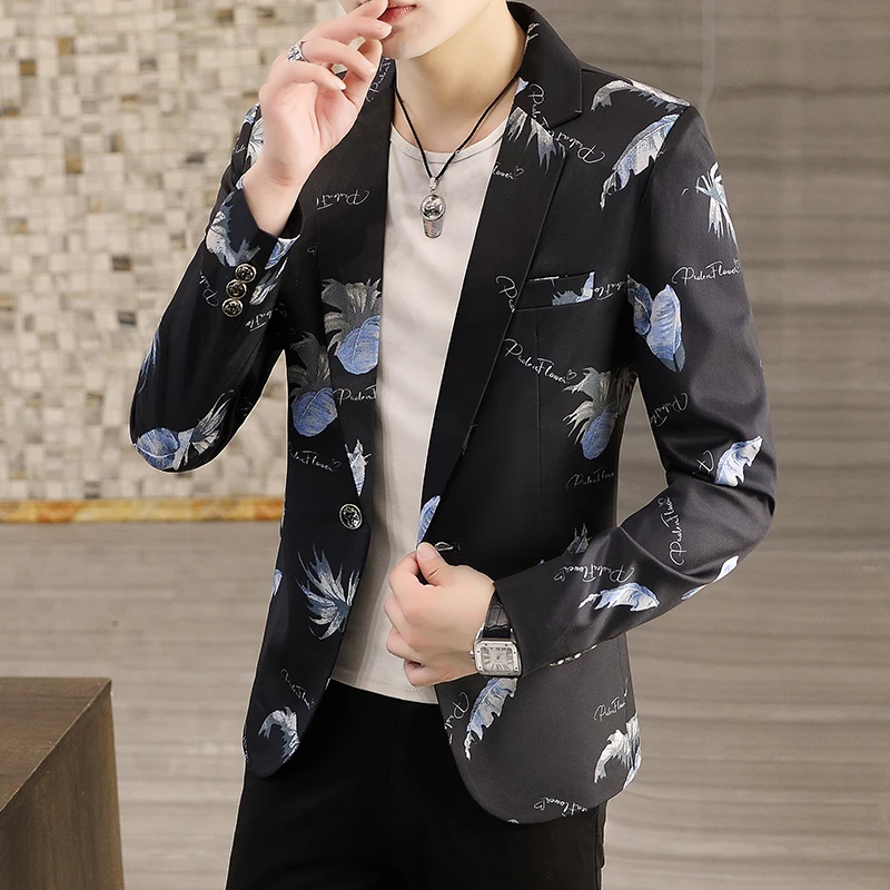 

2022 High Quality Blazers Spring New Fashion Printing Suit Jacket Men Business Slim Fit Formal Social Party Tuxedo Blazers S-3XL