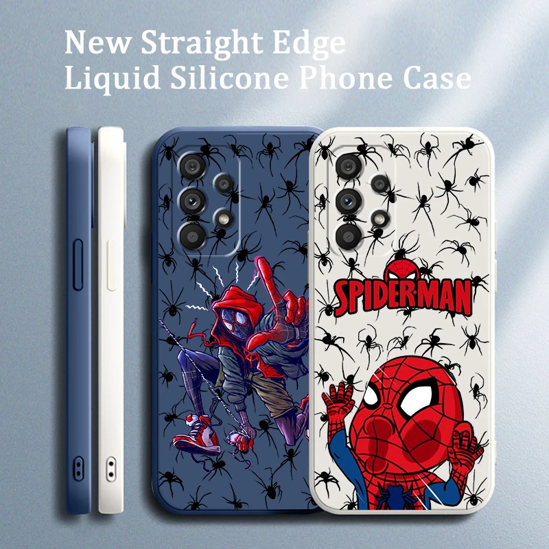 

Super Hero Fashion Spiderman For Samsung A73 A53 A33 A52 A32 A23 A22 A71 A51 A21S A03S A50 A30 5G Liquid Rope Phone Case