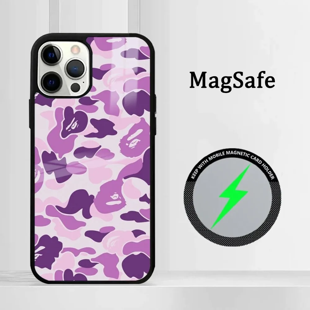 Чехол для телефона ABC CAMO B-bape-E IPhone 16 15 14 13 12 11 Pro Max Plus Mini Magsafe Mirror беспроводной