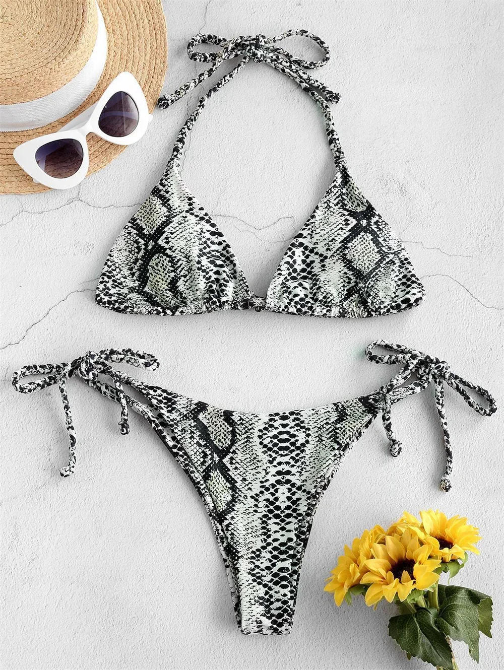 z nadrukiem węża String Bikini stringi Strój kąpielowy dla kobiet Trend 2024 Podkładki kąpielowe Dwuczęściowe Micro Y2K Brazylijskie zestawy