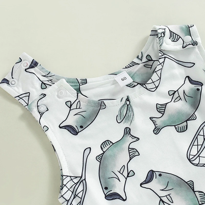 Комбинезон для маленьких девочек и мальчиков с принтом рыбы комбинезоны без