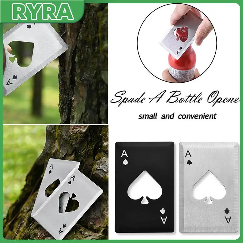 

Black/silver Beer Bottle Opener Throwing Cutting Pocket Card Spade A Poker Card Beer Opener Bar Utensils Mini Multitool Poker