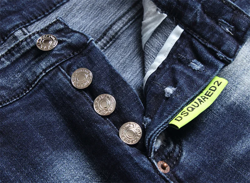2022 spring and autumn new Dsquared2 hole patch men's paint inkjet stretch D2 jeans skinny beggar men's pants 1232