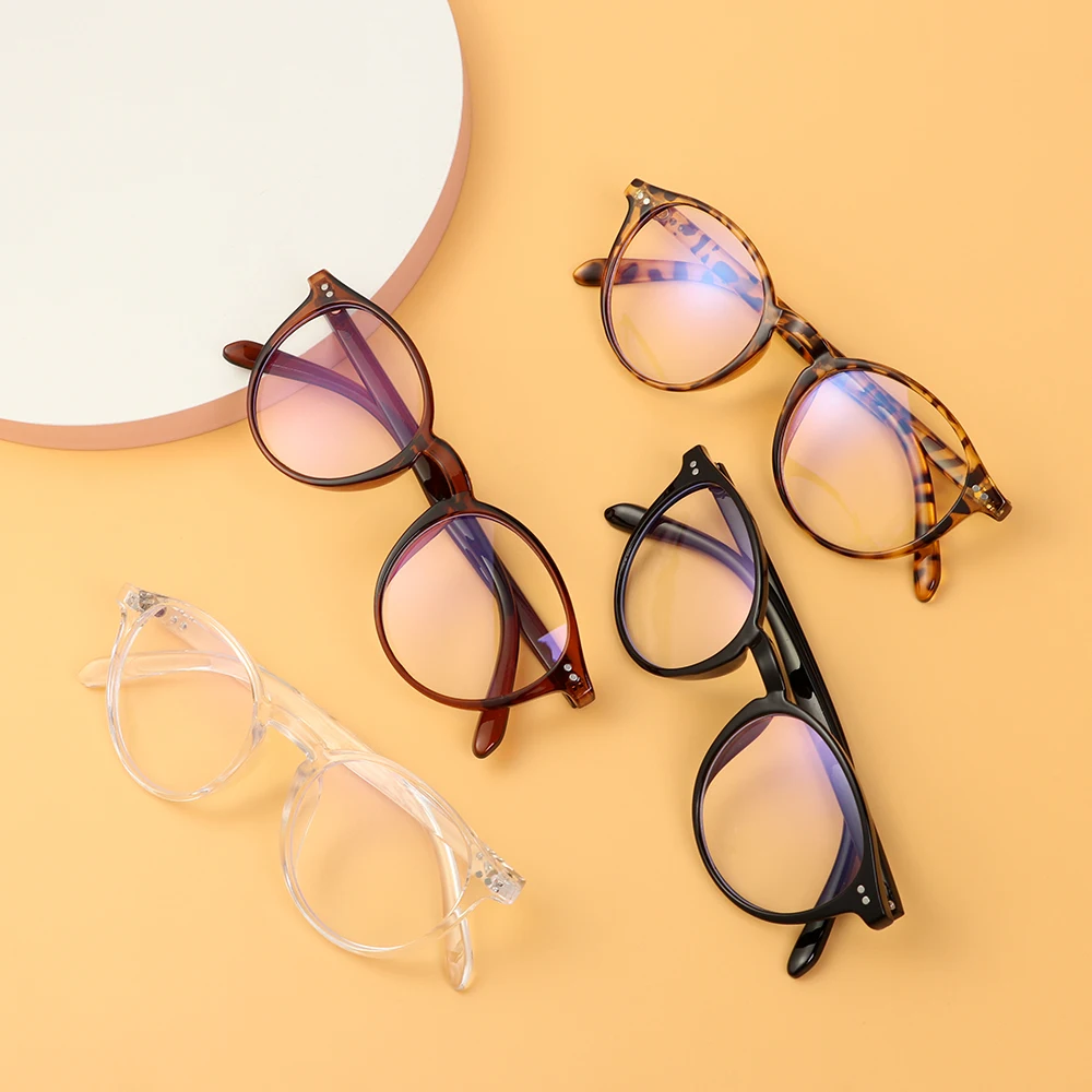 

1Pc Retro Ultralight Round Square Frame Anti Blue Light Glasses Unisex Anti-Reflective Spectacles Computer Goggles Leopard Print