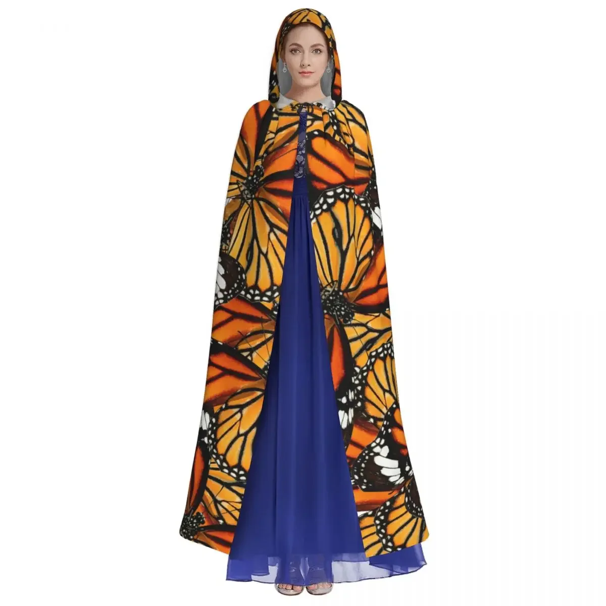 Оранжевый тигр бабочки с капюшоном плащ пальто Хэллоуин Косплей Костюм вампира