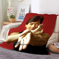 martial artist jackie chan 3d printing plush blanket home bedroom sofa comfortable warm flannel blanket travel quilt cover gift