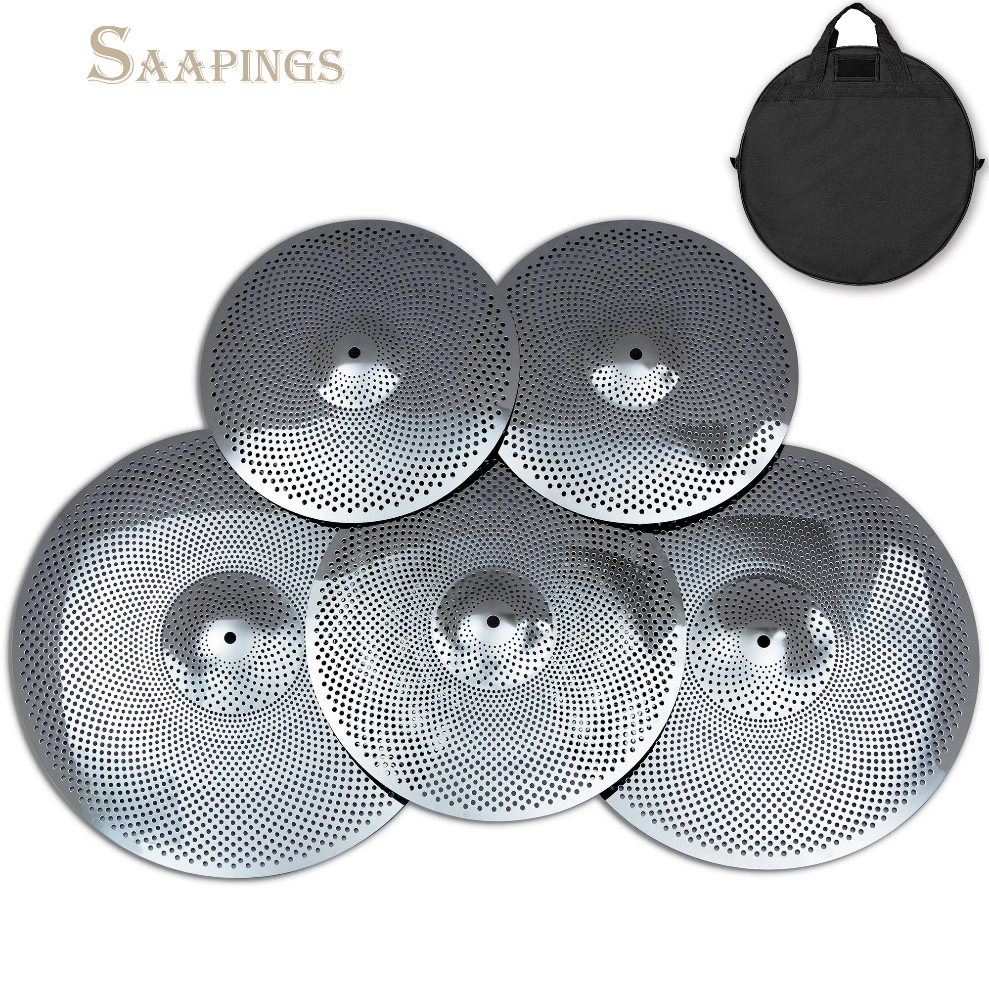 

Low Volume Cymbal Quiet Cymbal Silent Cymbal Drum Cymbals Pack Practice Cymbal Mute Cymbal Set 5 Pieces | FREE Cymbal Bag