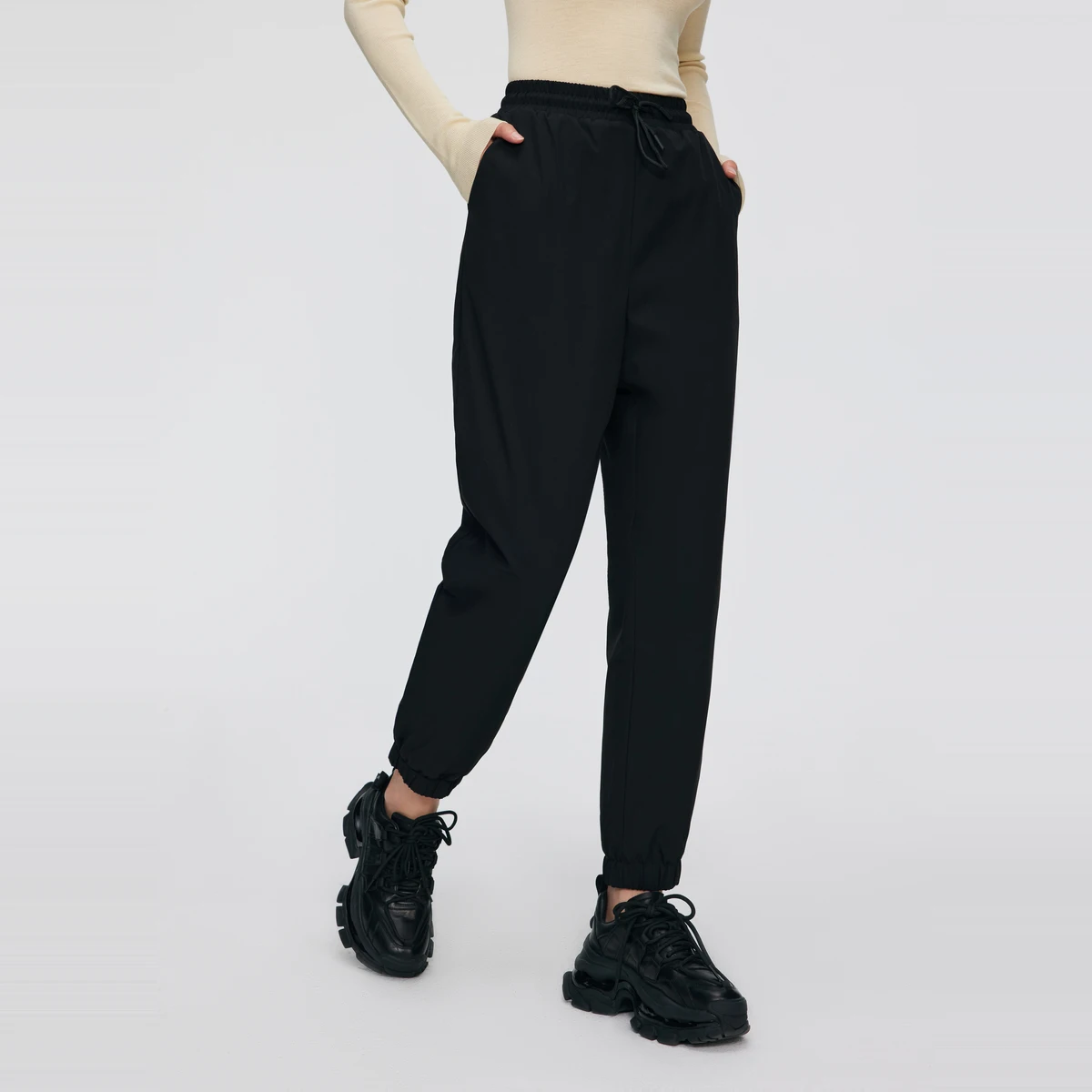 BOSIDENG женские классические эластичные стеганые брюки с высокой талией и