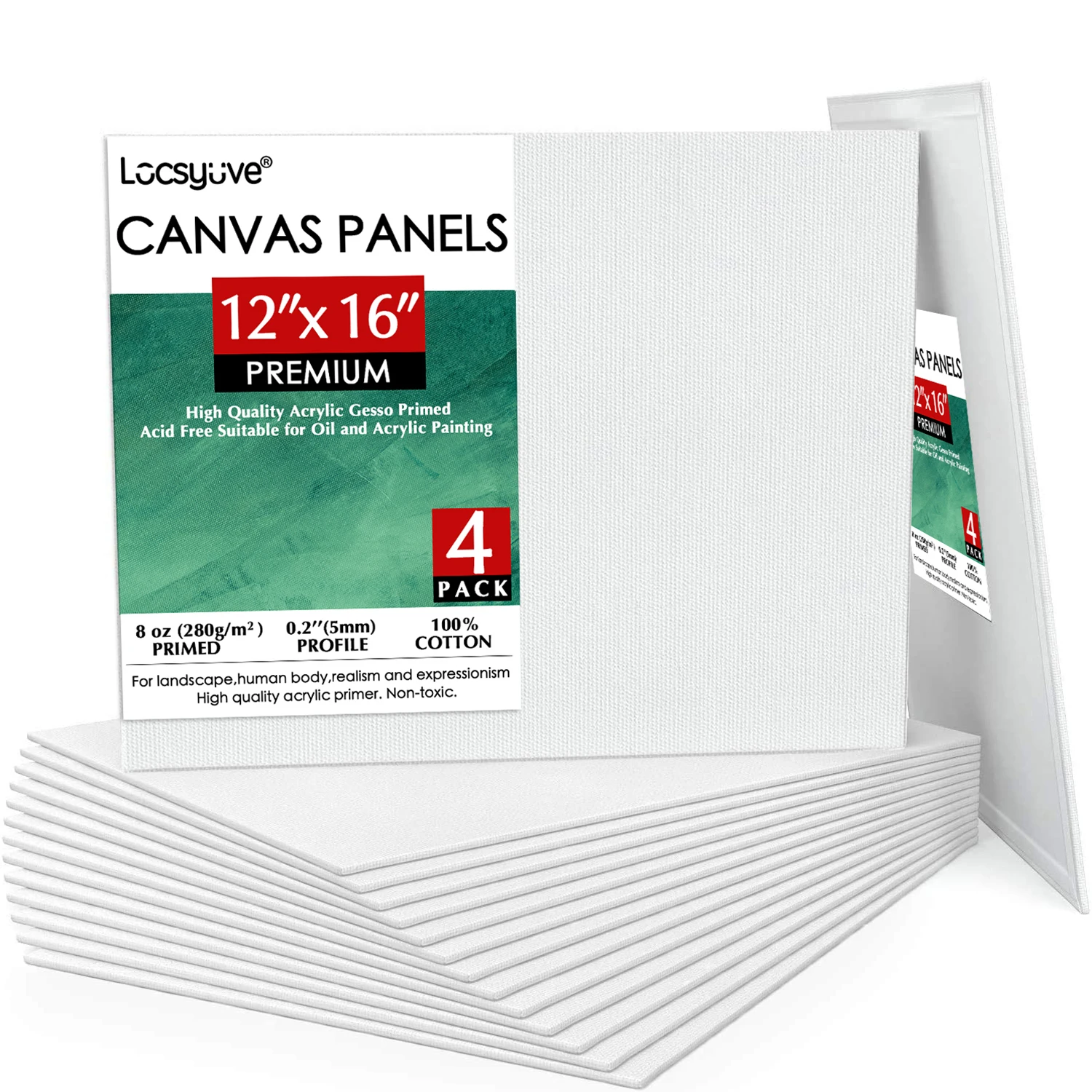 

Холщовые панели 12x16 дюймов, 4 упаковки, 8 унций, 100% хлопок, без кислоты