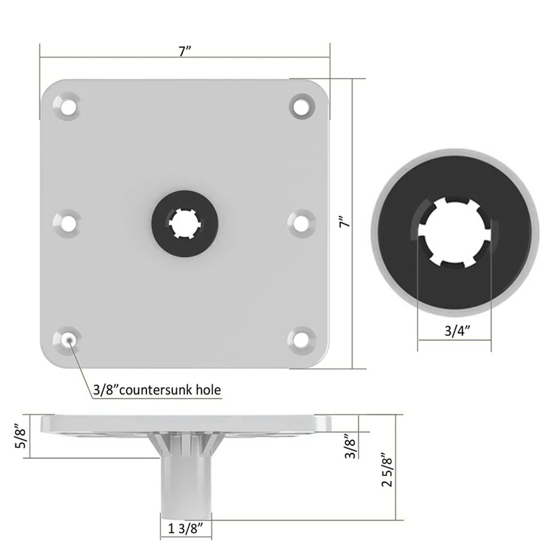 Сиденье для лодки поворотный набор из 3 подставок 11-дюймовое оцинкованное
