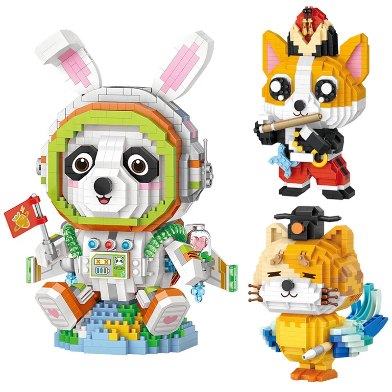 

Cartoon Panda Model Mini Building Blocks Diy Creative Animation Doll Home Decoration Children's Educational Assembly Toy Gift