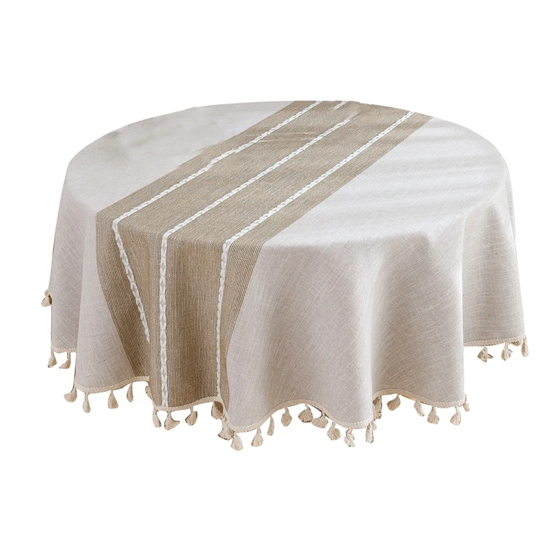 

59Inch Rustic Table Clothes For Round Tables Wrinkle Free Outdoor For Parties Embroidery Table Cloths