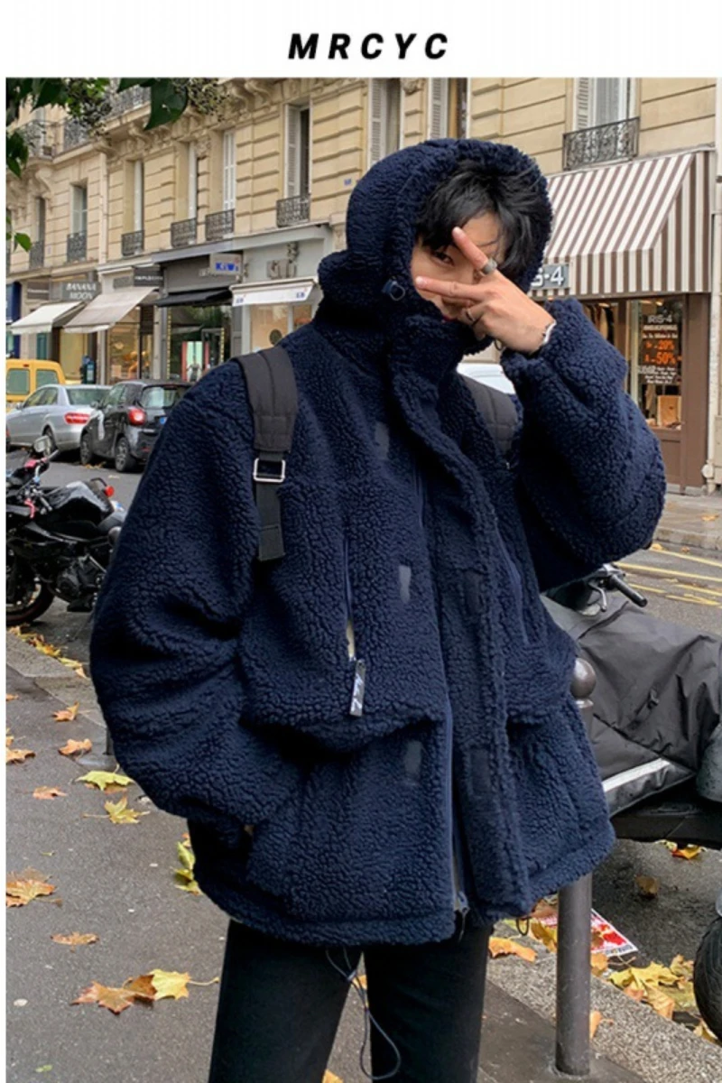 Кашемировая куртка из ягненка мужская зимняя толстая флисовая хлопковая