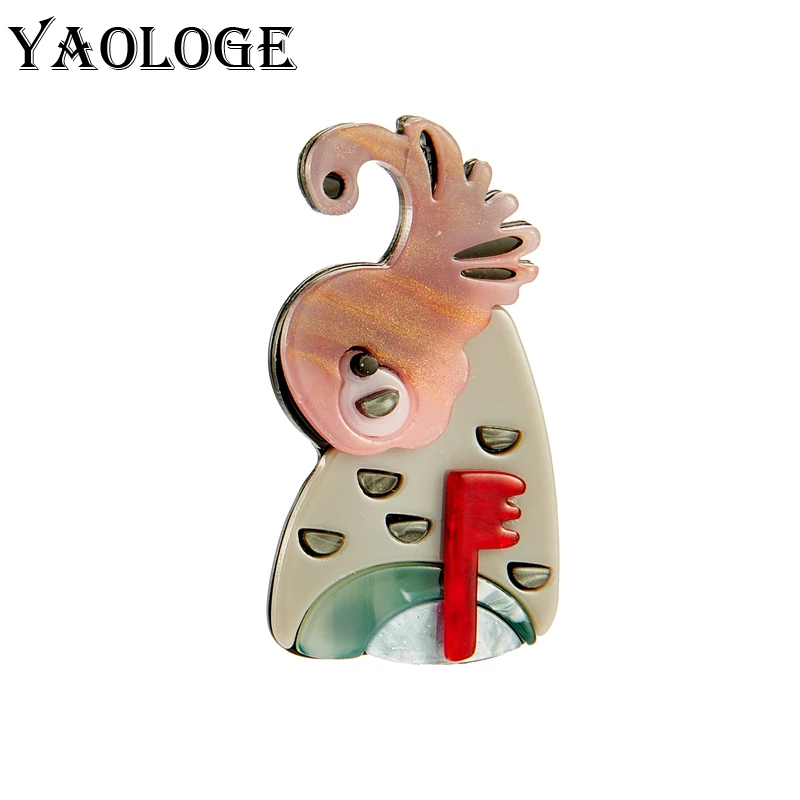 

YAOLOGE 2022 New Acrylic Bird Brooches For Women Unisex Exaggerated Cartoon Bird Animal Party Office Brooch Pins Gifts