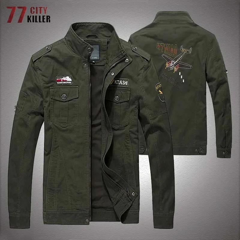 

Куртка мужская хлопковая ветрозащитная, Бомбер в стиле милитари, верхняя одежда пилота, Карго, тактическая верхняя одежда, большие размеры, на осень