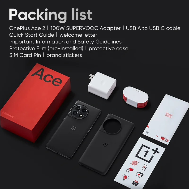 New Arrival OnePlus ACE 2 5G Smartphone Snapdragon 8 Gen 1 6.74'' AMOLED Display 100W SUPERVOOC Charge Android 11R Cellphone