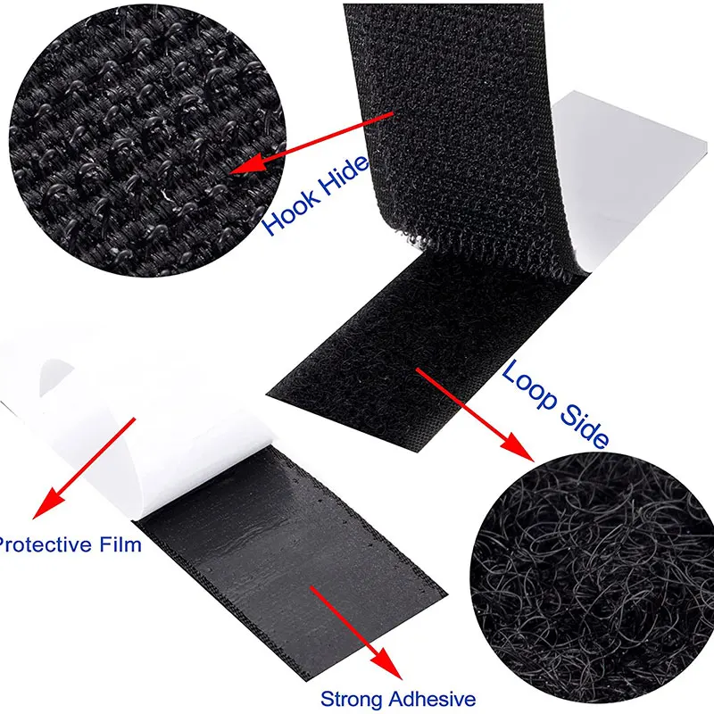 

5M Strong Self Adhesive Hook and Loop Fastener Tape Nylon Sticker Disks Hook Loop Sewing Adhesive with 16/20/25/30/50/100/110mm