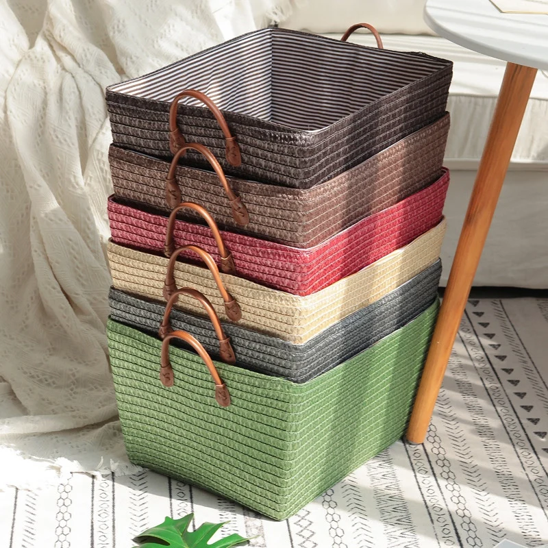

Large Storage Basket Clothes Toys Snacks Storage Boxes Home Laundry Baskets with Handles Desktop Wardrobe Sundries Organizer
