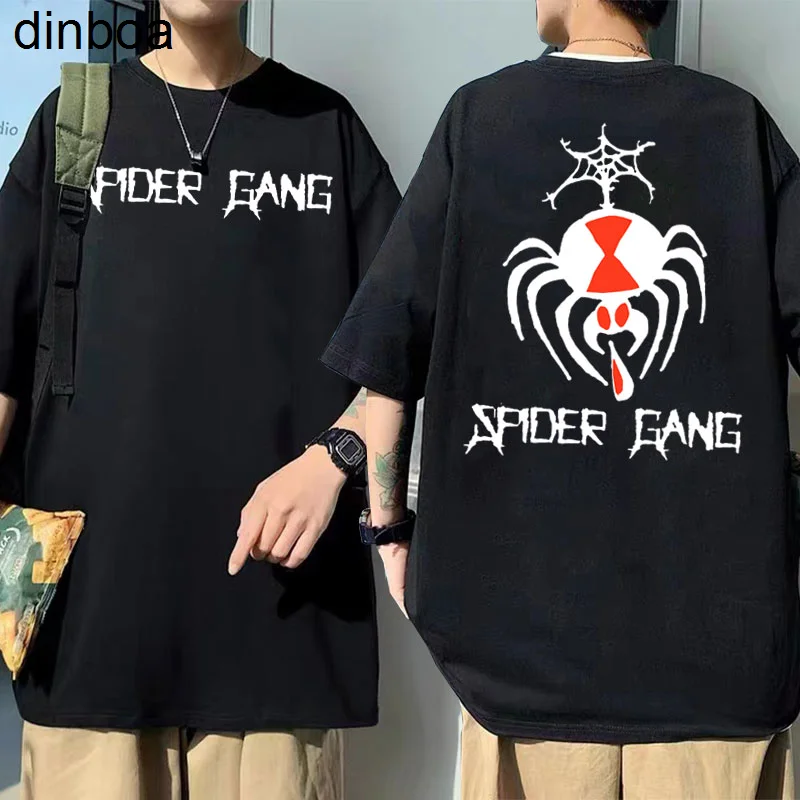 

Rapper Lil Darkie Spider Gang Black Double Sided Print T-shirt Men Women Fashion Hip Hop Vintage Tshirt Top Men's Oversized Tees