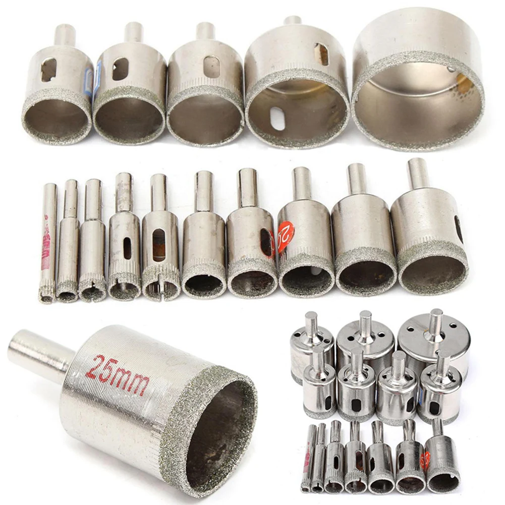 

15pcs 6-50mm Cutter Tool Silver Hole Saw Drills Diamond Durable Ceramic Glass Tile