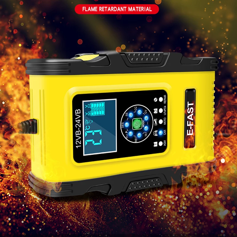 

12V 24V Car Battery Charger Smart Pulse Repair Fully Automatic Charge for AGM GEL WET Lead Acid Batteries Moto Fast Charging