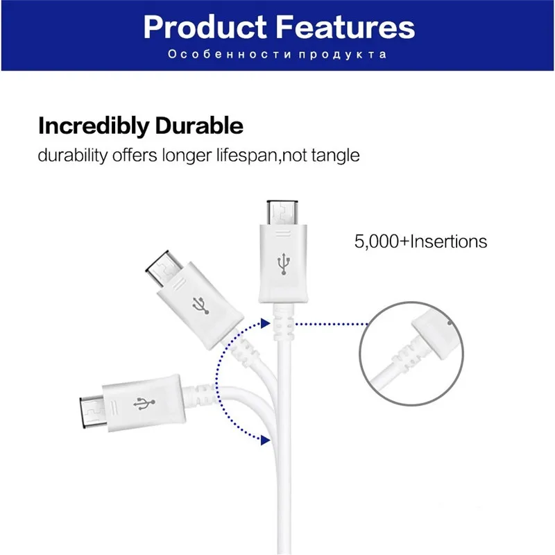 Зарядный кабель Samsung Micro USB 1 м/1 5 м 2A линия передачи данных для Galaxy S6 S7 Edge Plus A10 Note 4 J3