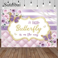 Butterfly Backdrop for Baby Shower Purple and Pink Floral Background A Little Butterfly Is on The Way Baby Shower Background