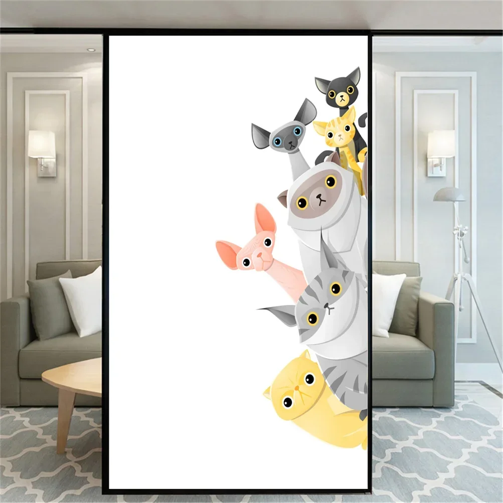 Декоративная оконная пленка без клея конфиденциальность милый кот и собака узор