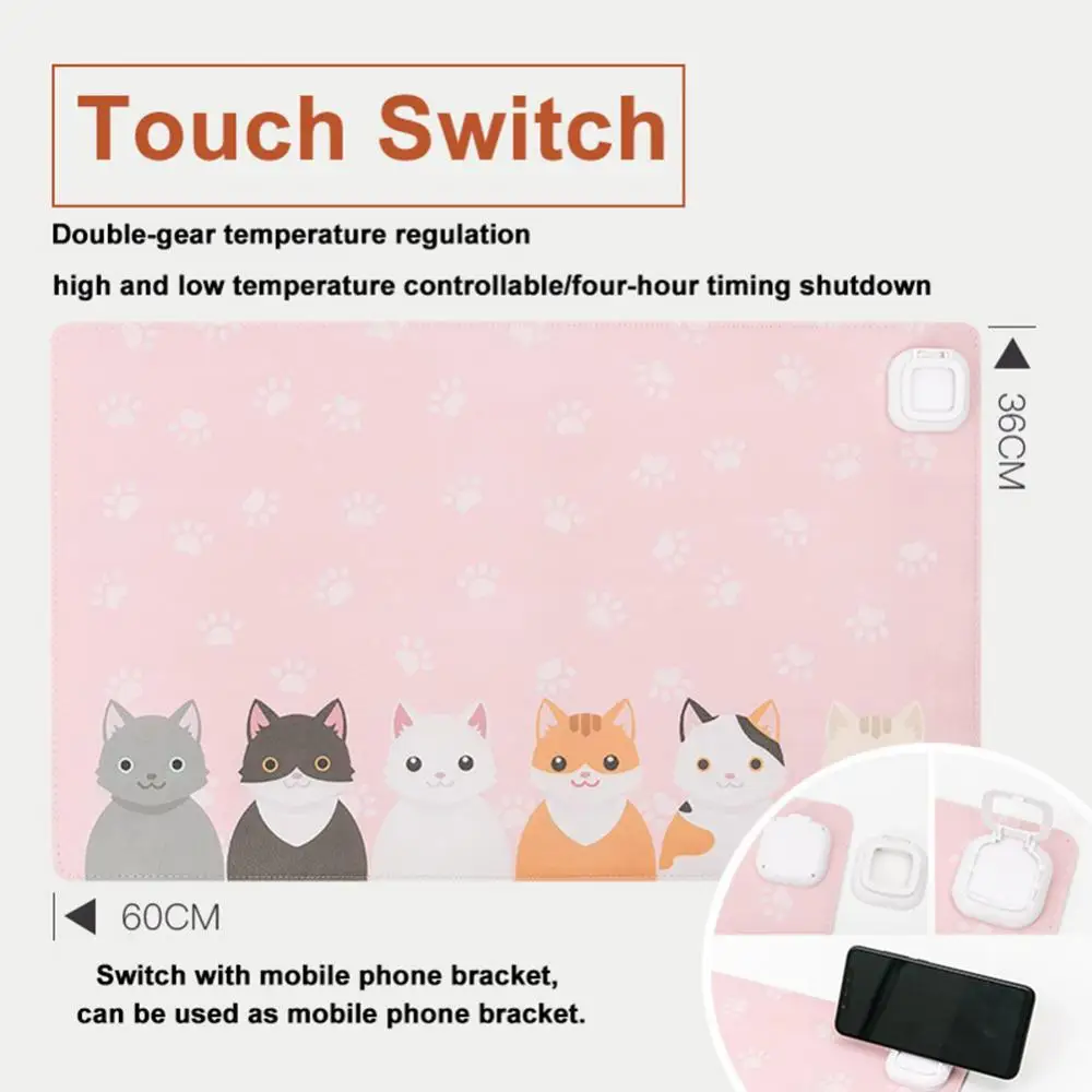 

Electric heating mouse pad safe heating touch timing switch heating hand warming table mat