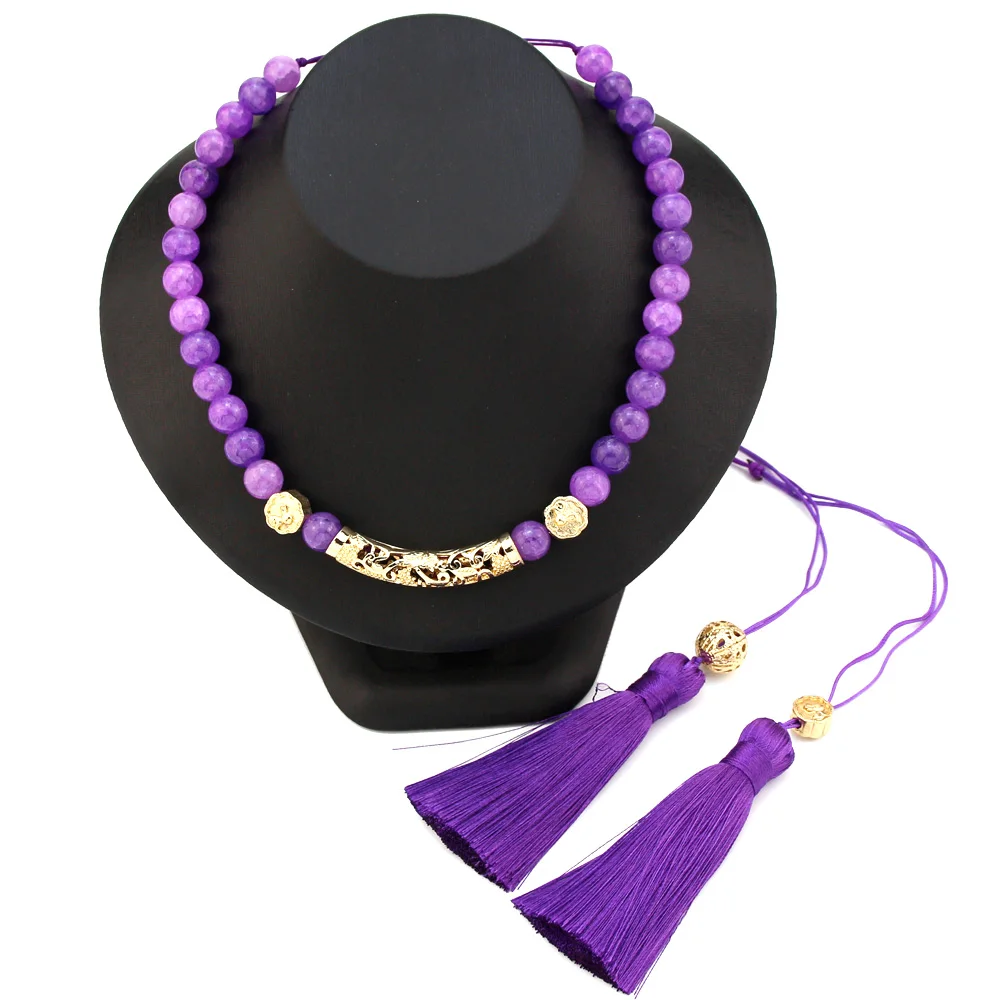 

Бусы из натурального камня ожерелье с кисточками ручной работы женское Вязаное колье арабское Caftan банкетное ювелирное изделие цепочка на ш...