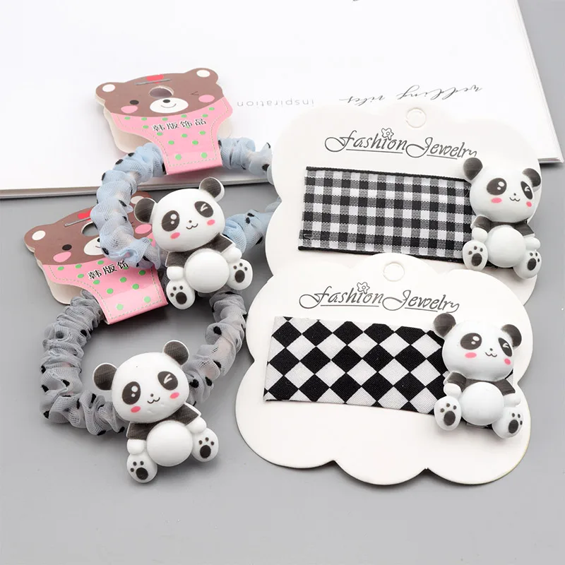

Hot selling net red panda hairpin plaid broken hairpin BB clip cute headdress children adult cartoon animal hair accessories