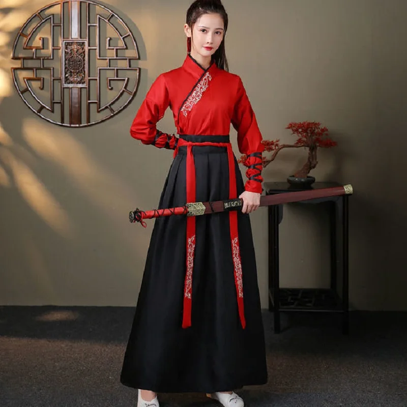 

Swordswoman Hanfu Traditional Tang Dynasty Suits Ancient Women Fairy Costumes Cosplay Dress Chinese Folk Dance Performance Cloth