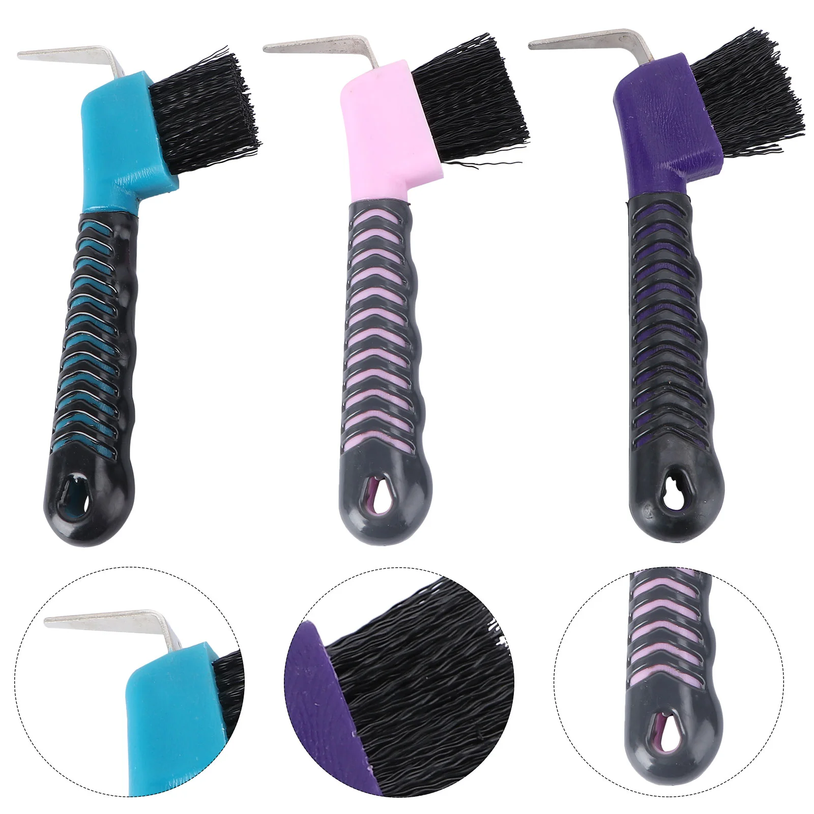 

POPETPOP Grip Hoof Pick Horse Care Product Durable Anti-slip Horse Hoof Hook with Brush Design for Horse Grooming (Random Color)