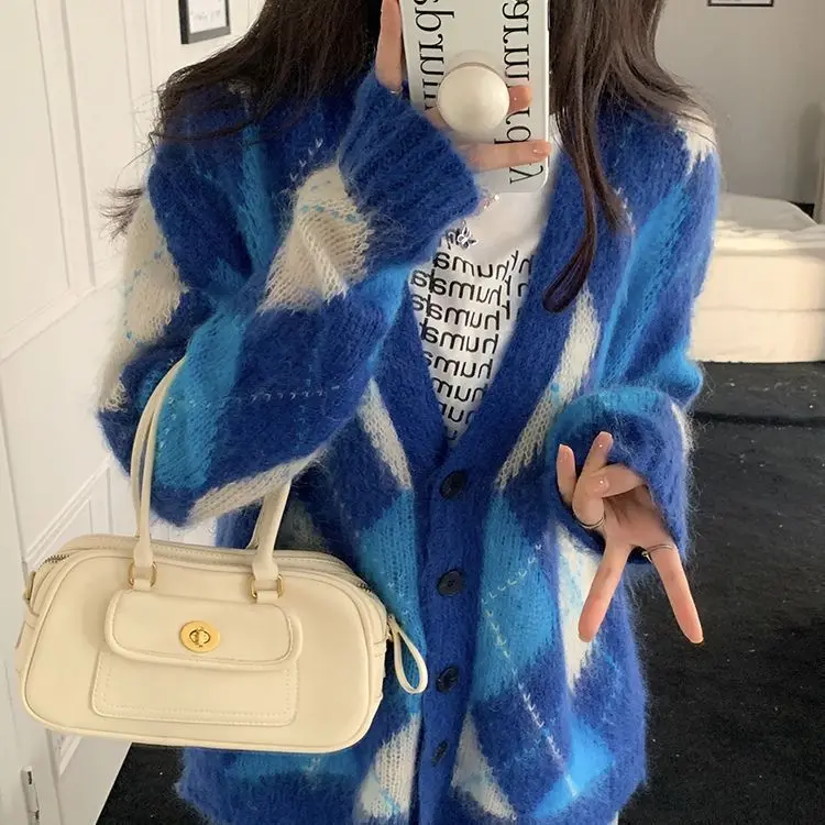 

Sweater Cardigan Coat Spring 2023 Women's Korean Winter Sweater Mohair Cardigan V-neck Women Quality Loose Knitted Autumn High