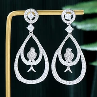 jimbora new fashion shiny cz waterdrop dangle long earrings for women wedding bridal jewelry trendy noble high quality 2022