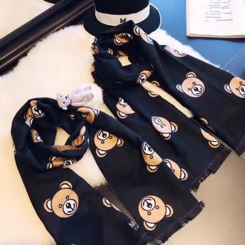 

Cute Love MOSCHINO Winter Women Parent-child Scarf Female Scarves Lady Tassel Bandana Womens child Solid Shawl Wraps Foulard
