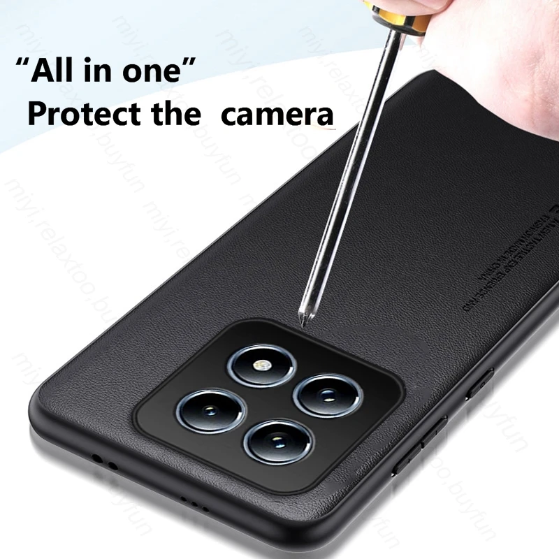 Роскошный простой кожаный чехол для телефона Xiaomi 14 T Pro 5G мягкая рамка из ТПУ