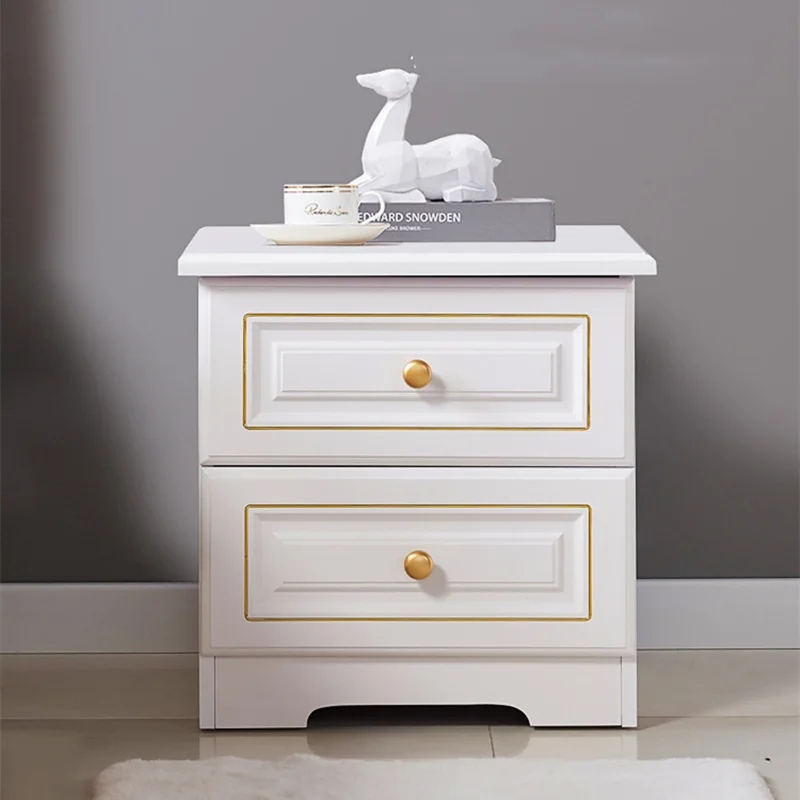 

Europe Style Wooden Bedside Table with USB Charging Multi Function Smart Storage Cabinet Bedroom Nightstands Side Table