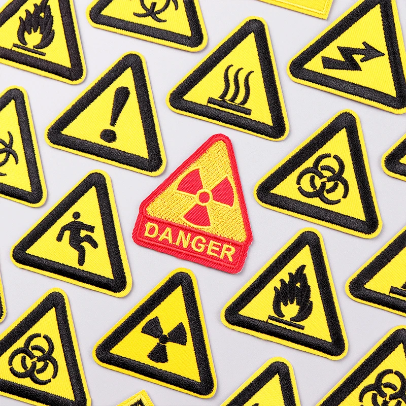 

Danger Warning Patches For Clothing Prohibit Sign Patch Iron On Patches For Clothes Nuclear Marker Embroidery Patch For Clothes